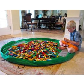 Összehúzható játéktároló szőnyeg kék színben