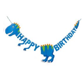 Kék dinós születésnapi zászlófüzér
