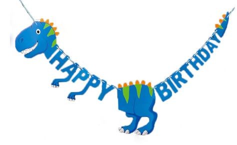 Kék dinós születésnapi zászlófüzér