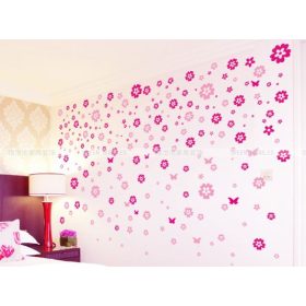 Rózsaszín virágos fali matrica 