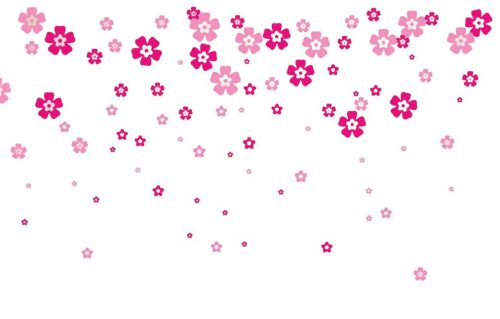 Rózsaszín virágos fali matrica 