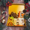 Babaköszöntő Ajnádékcsomag- Baby Gift Box- Barna-Narancs Állatfigurás