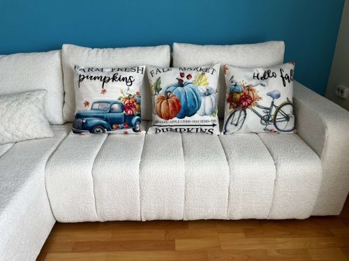 Őszi Tök Dekoros Kék színvilágos  Párnahuzat  3 db-os