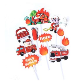 Tűzoltó Torta Dekoráció Szett 11 db-os 
