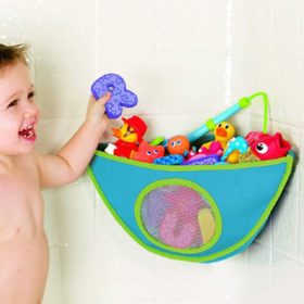 Fürdőszobai játéktároló kék színben