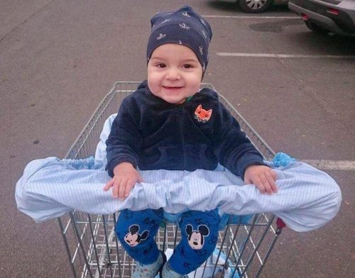 Bézs Macis Bevásárlókocsi huzat / bevásárlókocsibetét gyerekeknek 