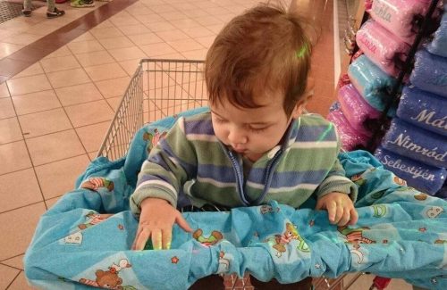 Bézs Macis Bevásárlókocsi huzat / bevásárlókocsibetét gyerekeknek 