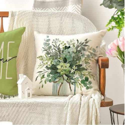 Zöld Virágos Párnahuzat 4 db-os