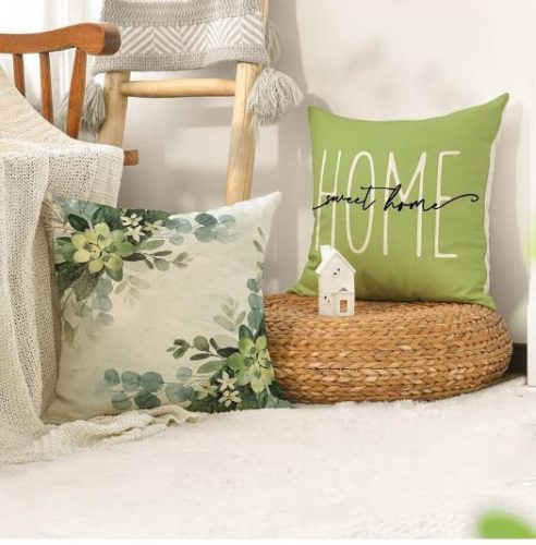 Zöld Virágos Párnahuzat 4 db-os