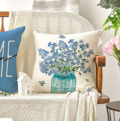 Kék Virágos Párnahuzat 4 db-os