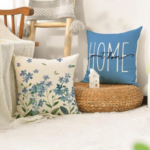 Kék Virágos Párnahuzat 4 db-os