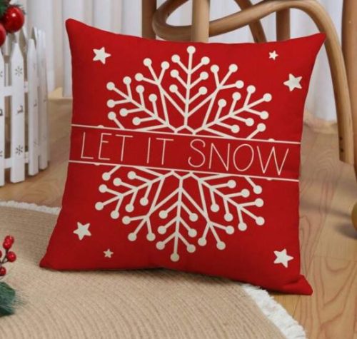 Karácsonyi mintás 4 db-os párnahuza piros-fehér hópehely