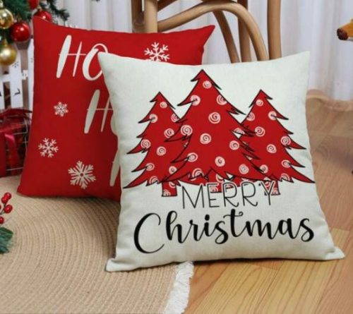 Karácsonyi mintás 4 db-os párnahuza piros-fehér hópehely