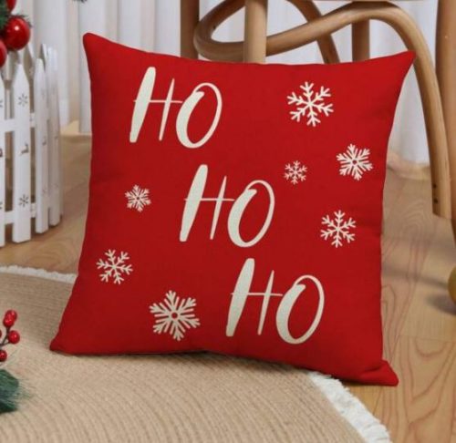 Karácsonyi mintás 4 db-os párnahuza piros-fehér hópehely