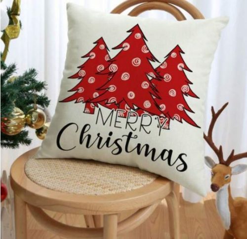 Karácsonyi mintás 4 db-os párnahuza piros-fehér hópehely