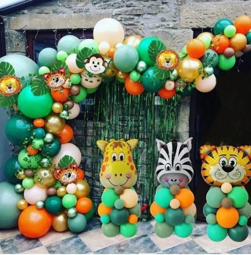 Dzsungel Szafari Születésnapi Léggömb Dekoráció 161 db-os 