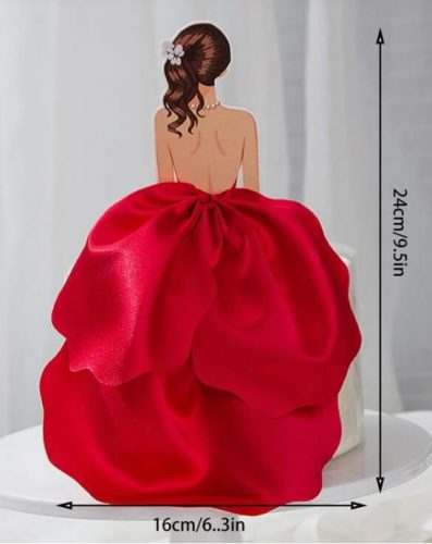 Női Alak Tortadekoráció Piros