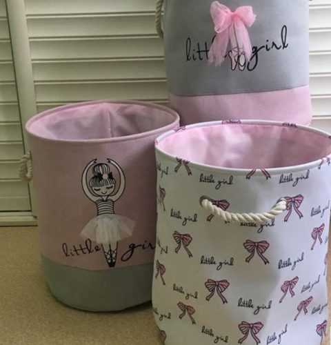 Rózsaszín balerina mintás játéktároló 