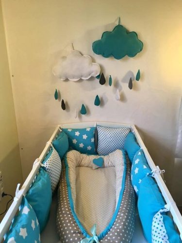 Kék-Fehér felhőcske dekoráció gyerekszobába 1 db 