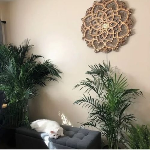 Mandala mintájú Fa Dekoráció Led világítással