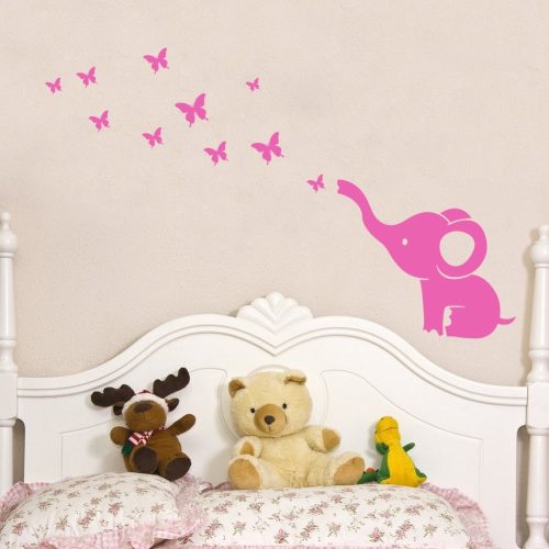 Elefánt pillangókkal falmatrica 