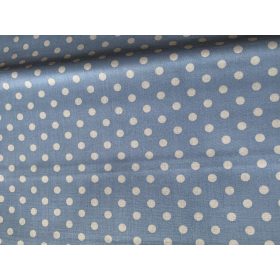 Világoskék alapon fehér pöttyös pamutvászon