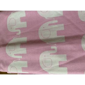   Világos rózsaszín alapon Fehér Elefánt mintás pamutvászon