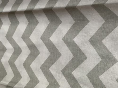 Fehér-Világos Szürke Cikk-Cakk mintás Pamutvászon