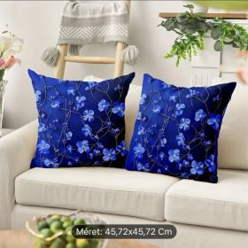 Királykék - romantikus virágmintás párnahuzatok 2 db-os