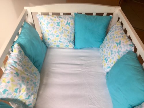 Rácsvédő, fejvédő párnaszett Türkiz pillangó