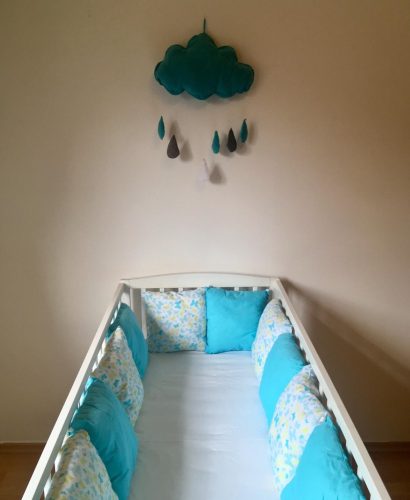 Rácsvédő, fejvédő párnaszett Türkiz pillangó