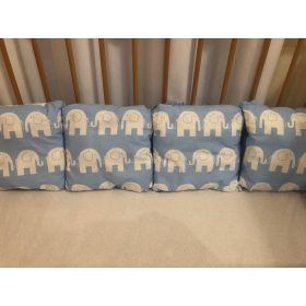   Rácsvédő, fejvédő párnaszett 6 db-os - fehér elefántos kombinációban