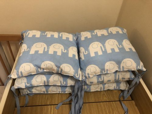 Rácsvédő, fejvédő párnaszett 6 db-os - fehér elefántos kombinációban