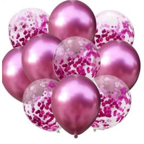 Pink konfettis Dekorációs lufik 10 db-os 