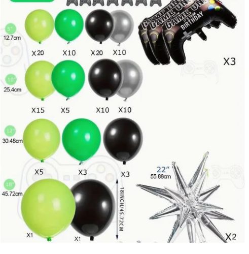 Gamer Tematikájú Szülinapi Léggömb Dekoráció 118 db