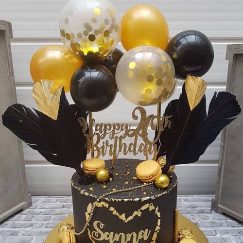 Torta dekoráció- mini lufi - fekete-arany készlet készletről