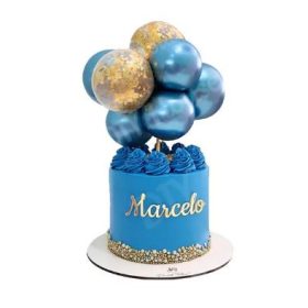 TORTA DEKORÁCIÓ- MINI LUFI -Kék-Arany konfettis